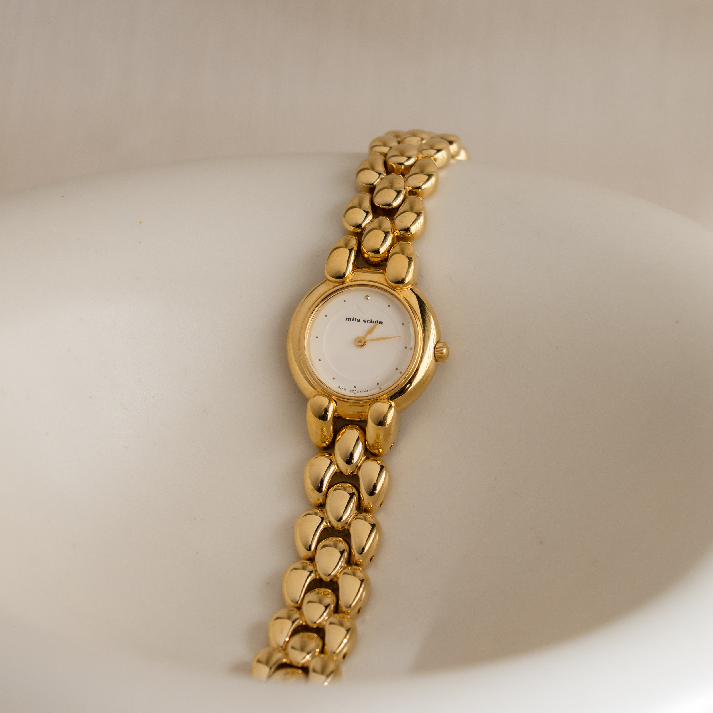 Vintage Mila Schon Bold Round Gold Watch