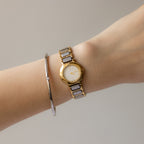Vintage YSL Round Ribbed Two Tone Watch