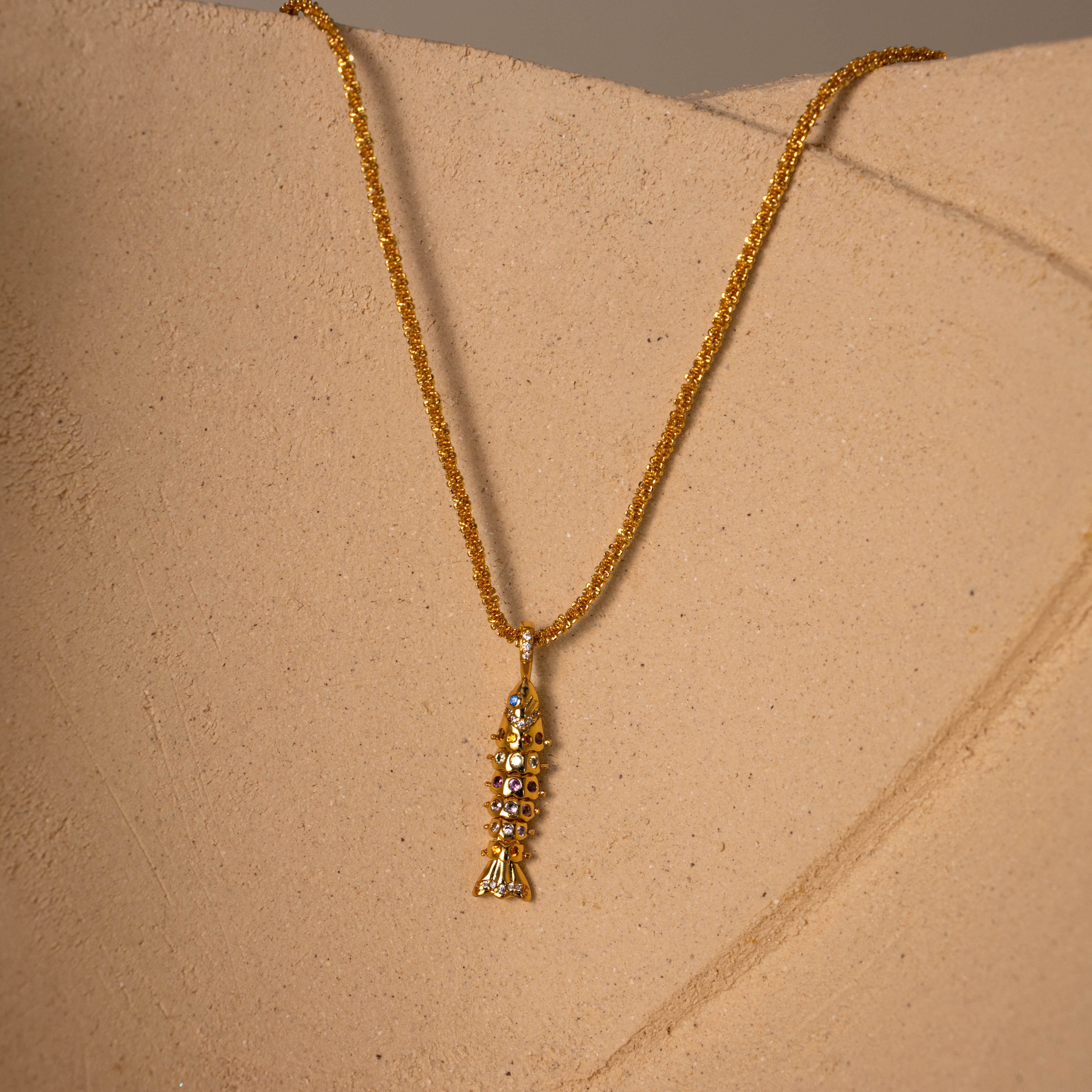 Rainbow Fish Birthstone Necklace