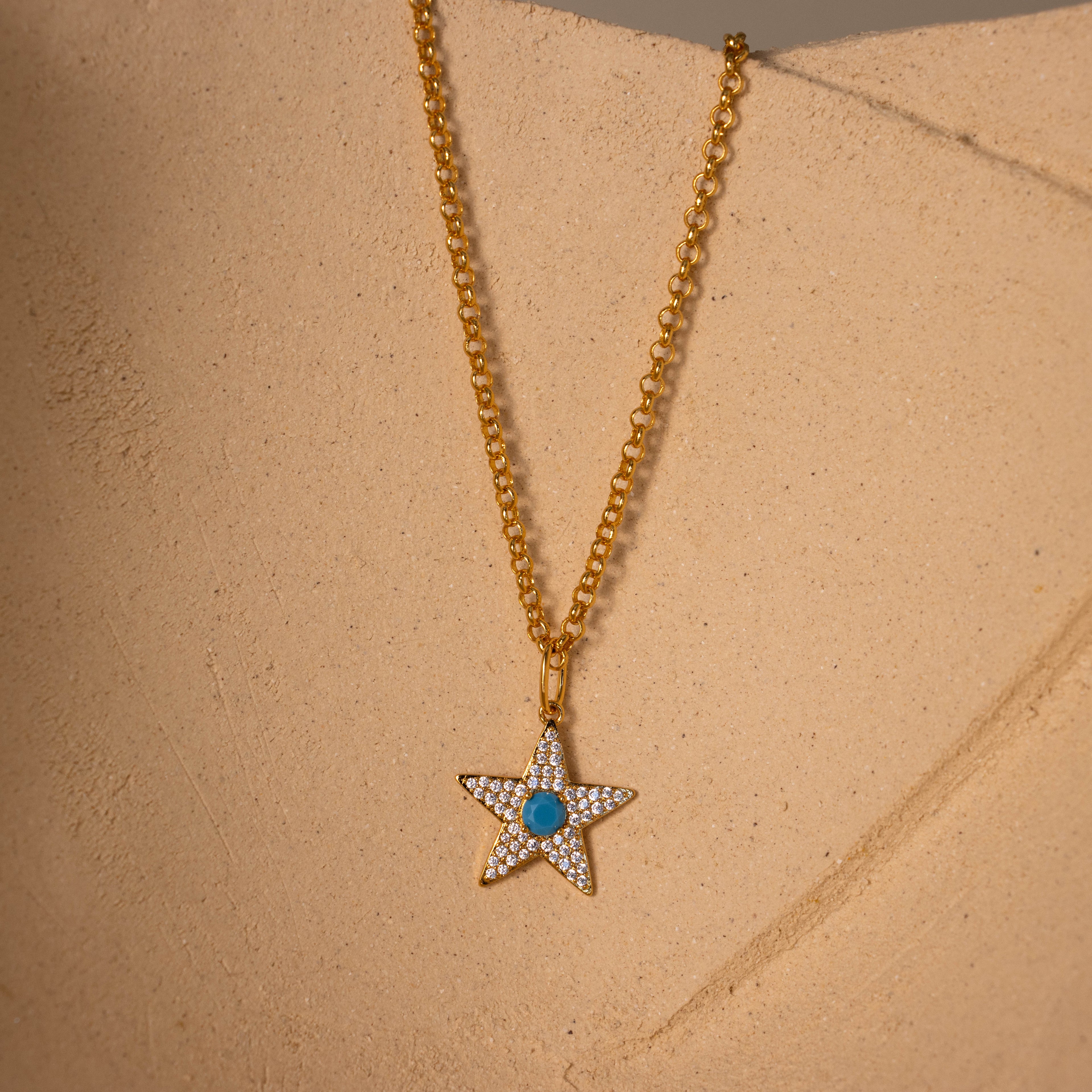 Pave Turquoise Star Necklace