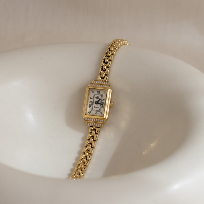 Vintage Rosemont Swiss Pave Gold Watch