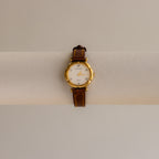 Vintage Nina Ricci Pave Brown Leather Gold Watch