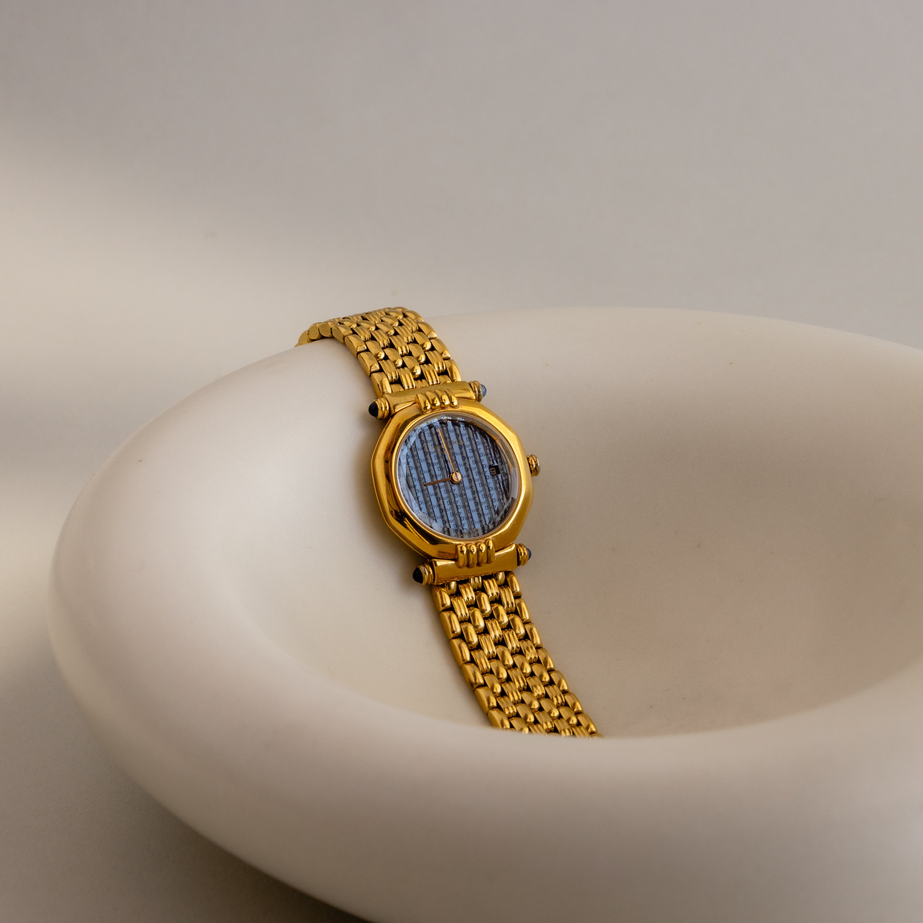 Vintage Christian Dior Swiss Navy Gold Watch