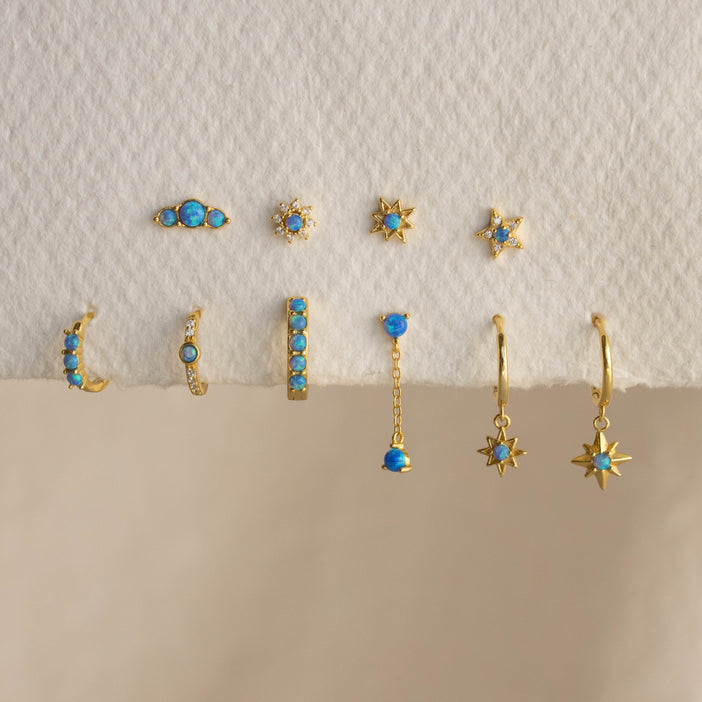 Blue Opal Earrings Set
