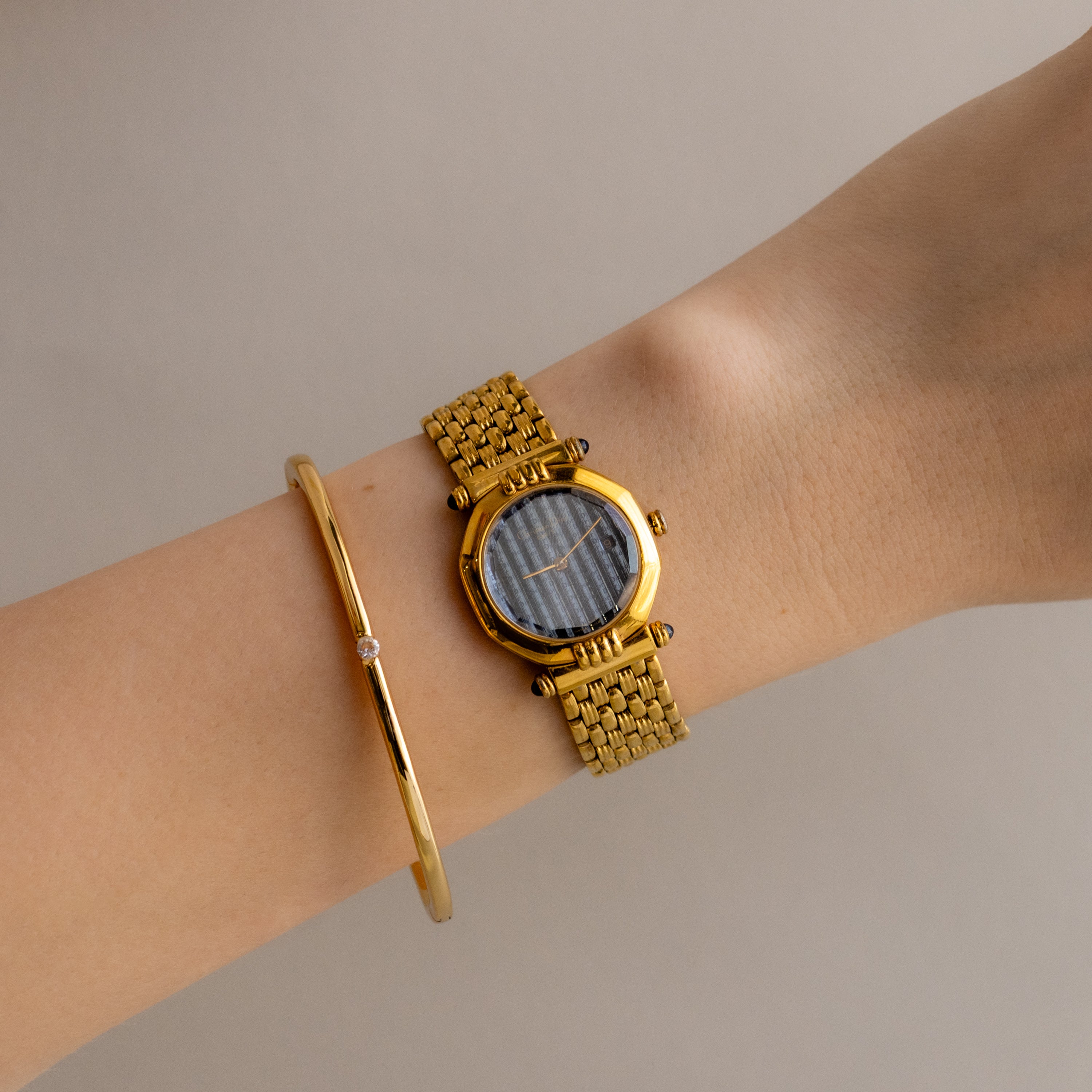Vintage Christian Dior Swiss Navy Gold Watch