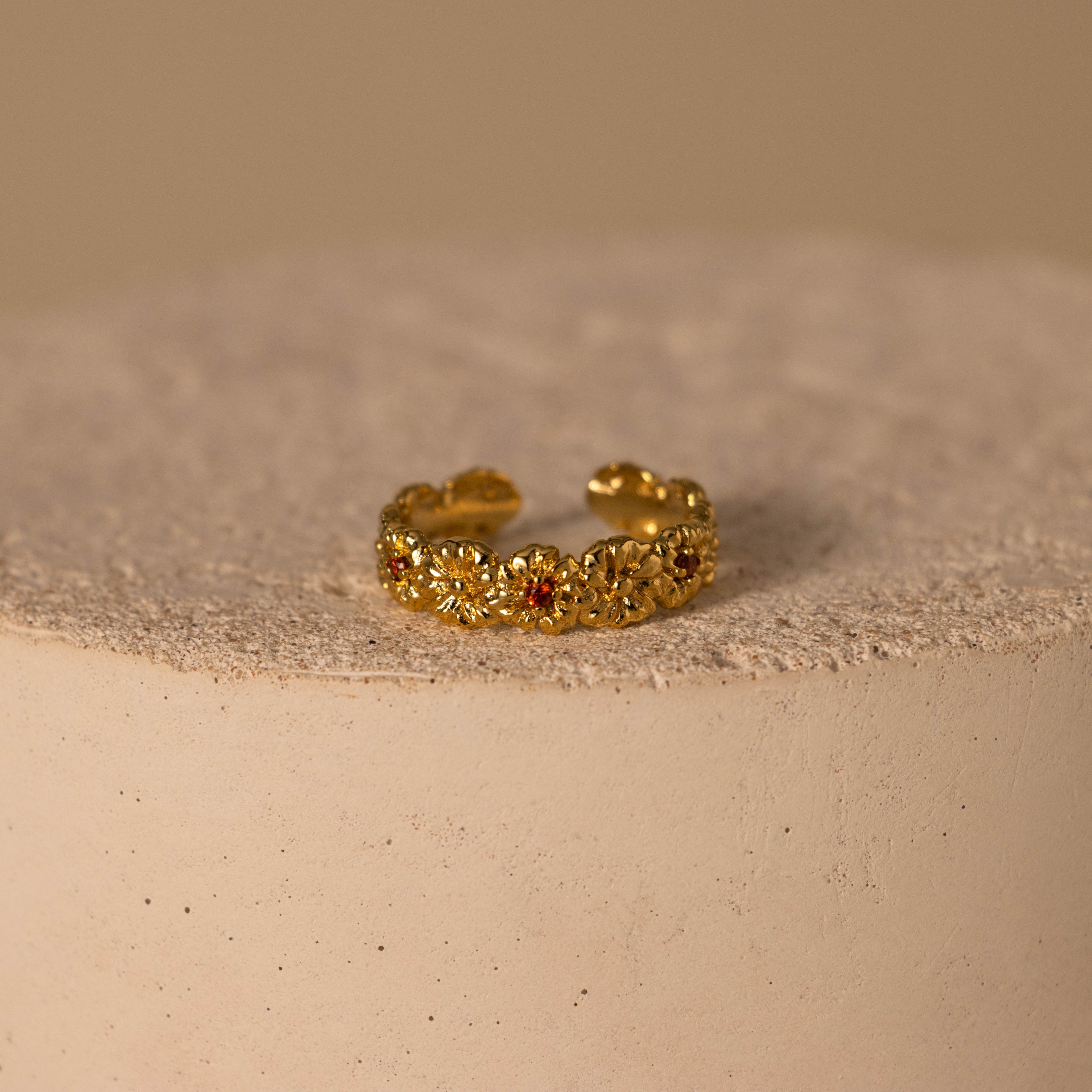Birthstone Flower Eternity Ring