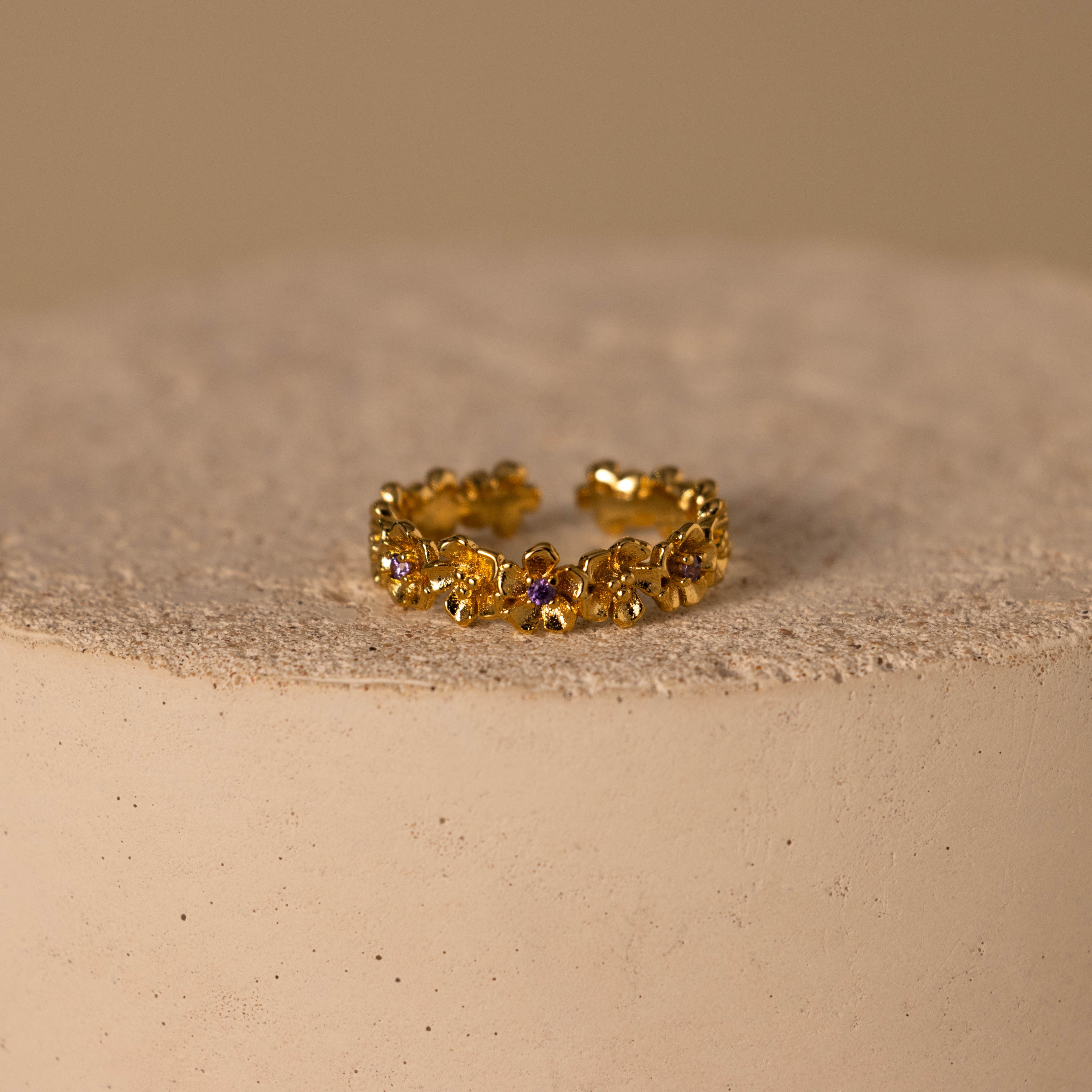 Birthstone Flower Eternity Ring