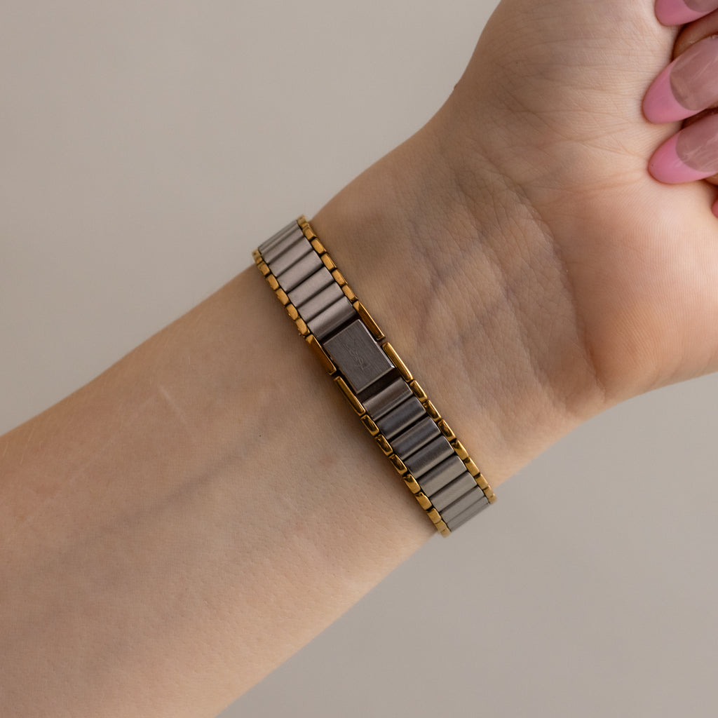 Vintage YSL Striped Two Tone Watch