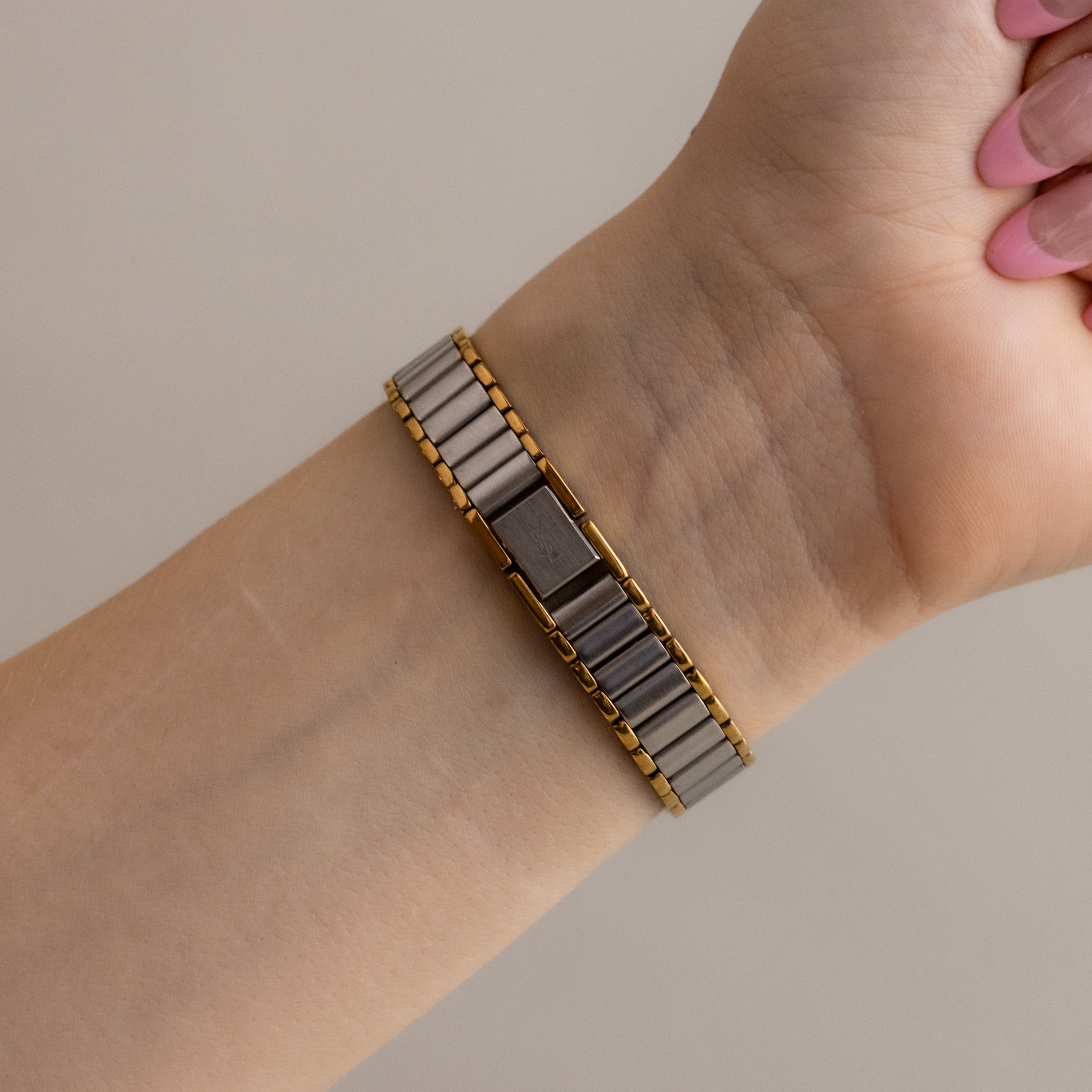 Vintage YSL Striped Two Tone Watch