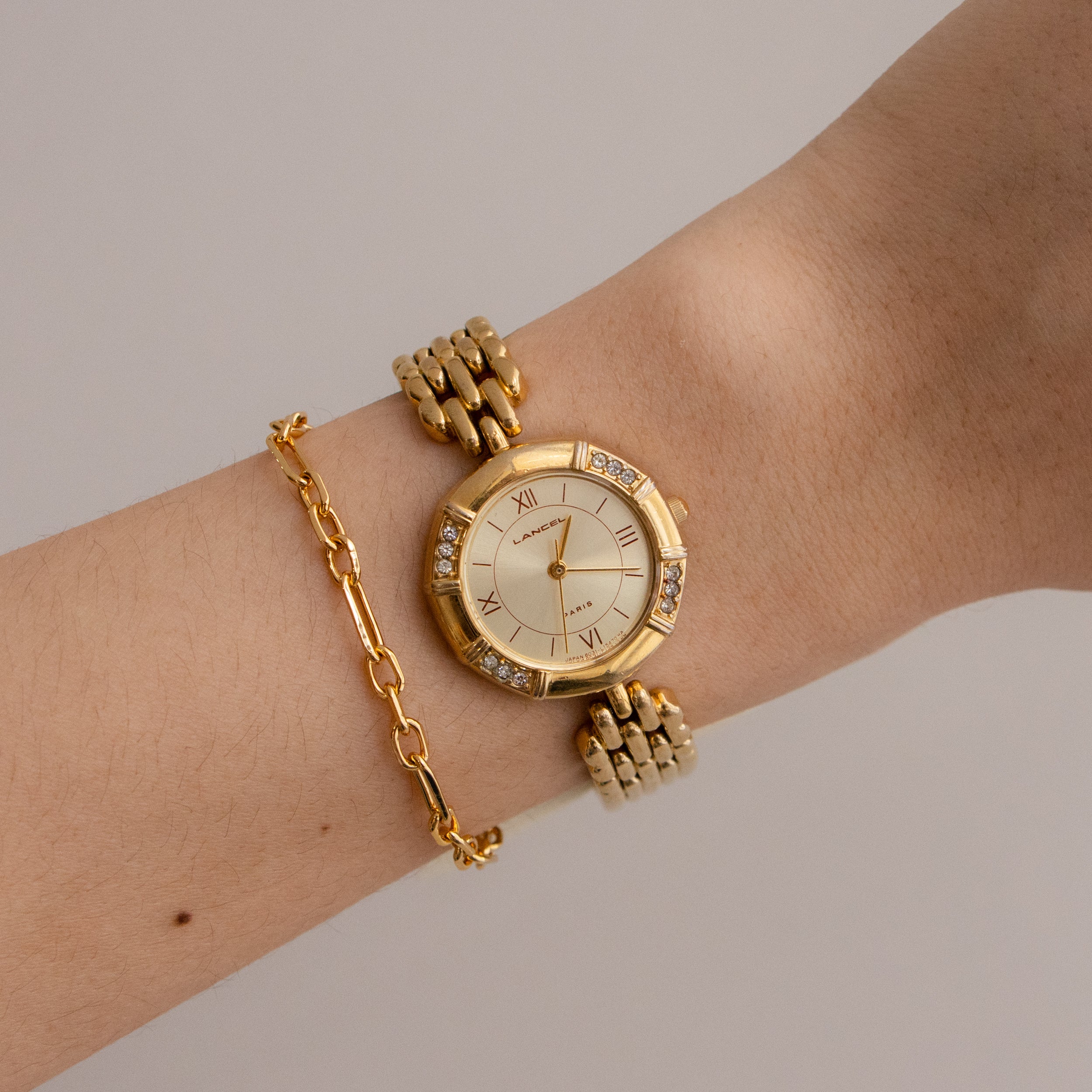 Vintage Lancel Pave Gold Watch