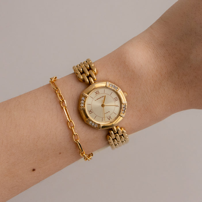 Vintage Lancel Pave Gold Watch