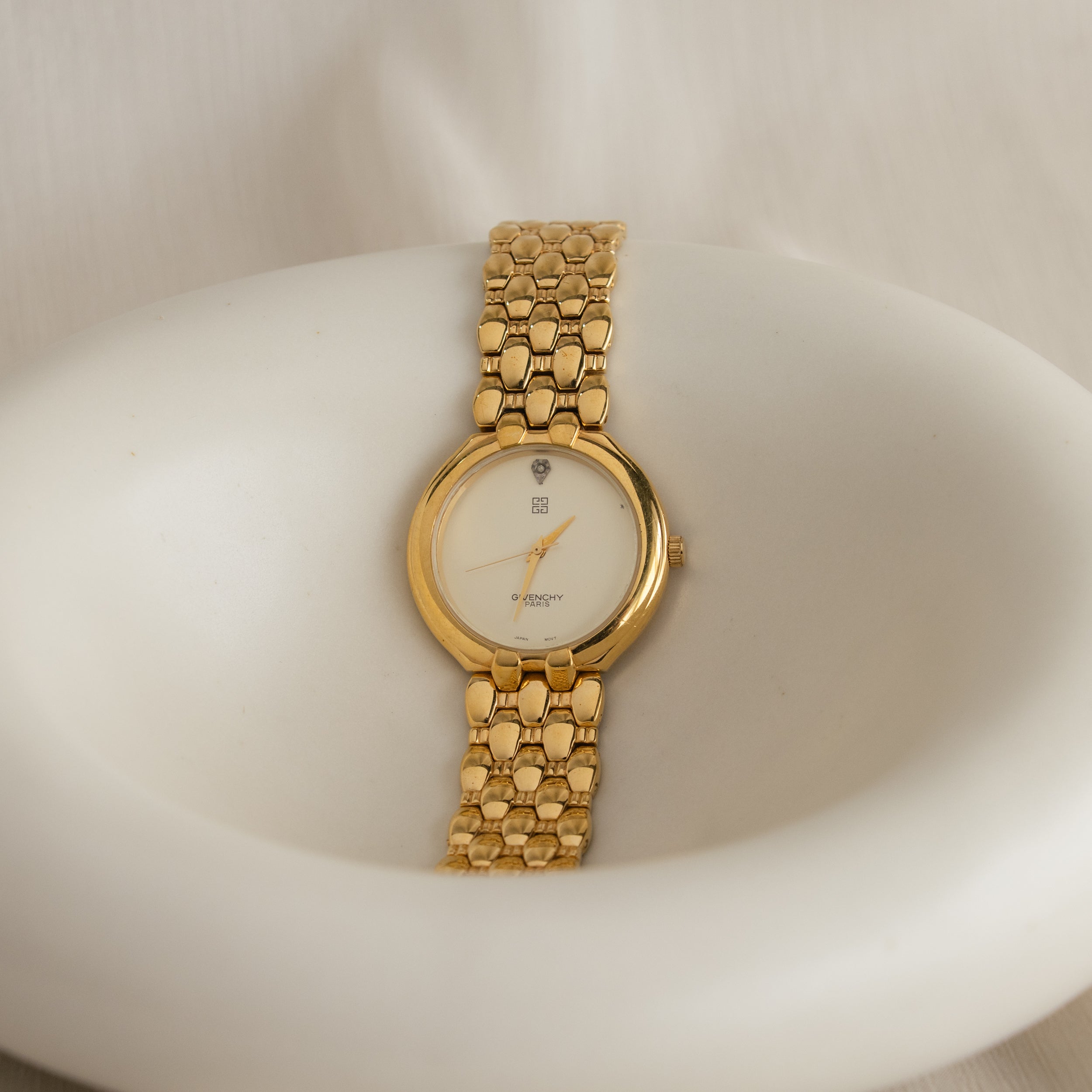 Vintage Givenchy Paris Bold Round Gold Watch