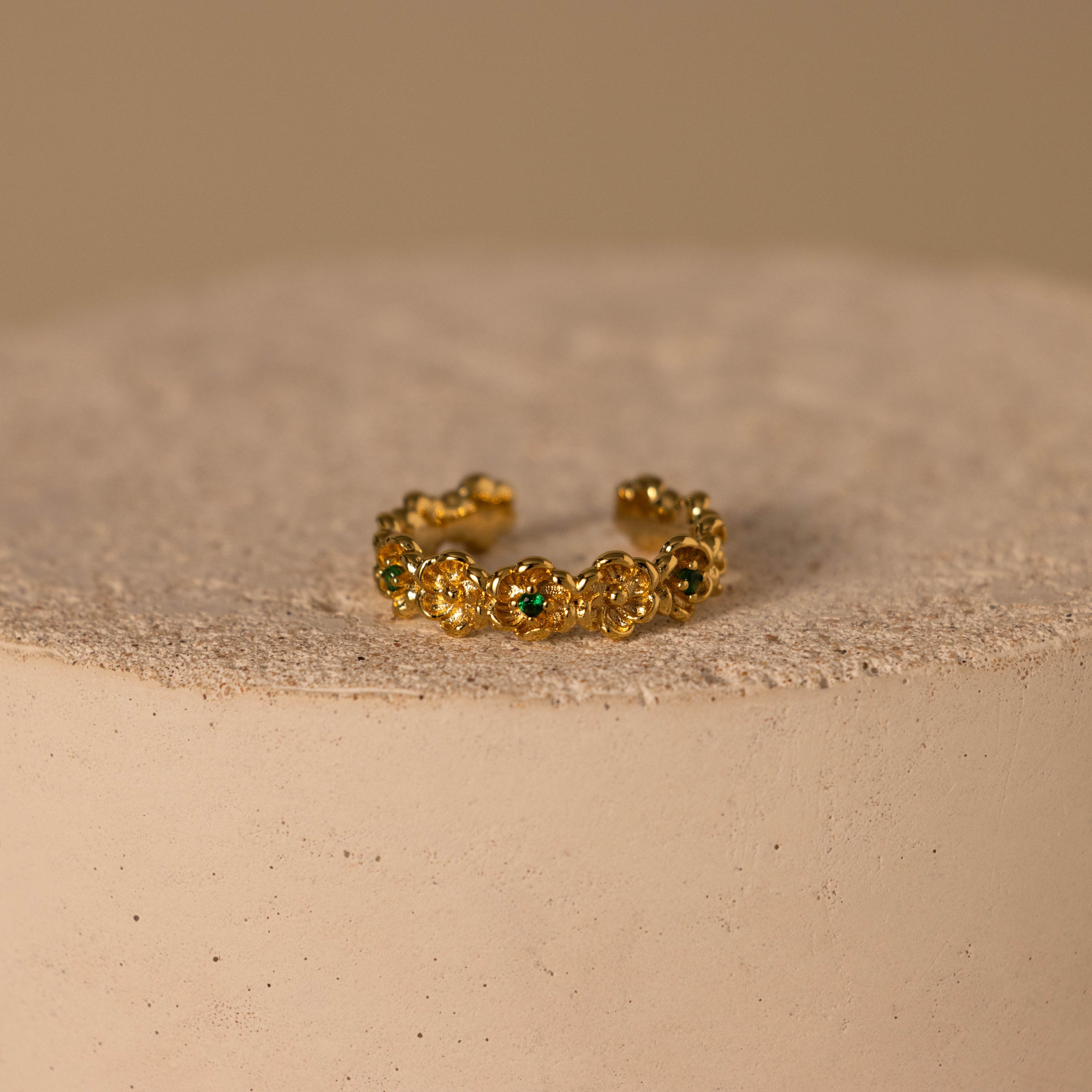 Birthstone Flower Eternity Ring