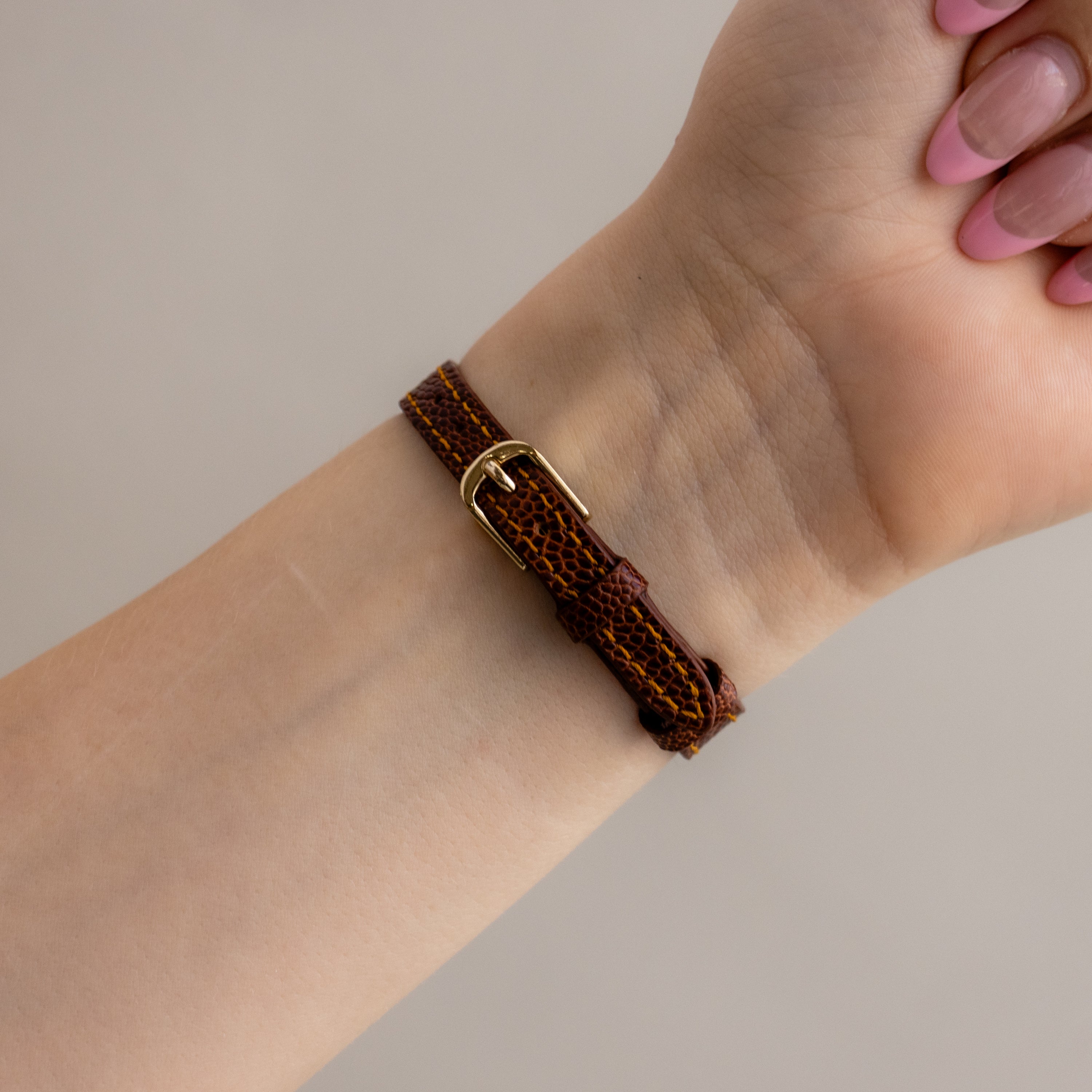 Vintage Nina Ricci Pave Brown Leather Gold Watch