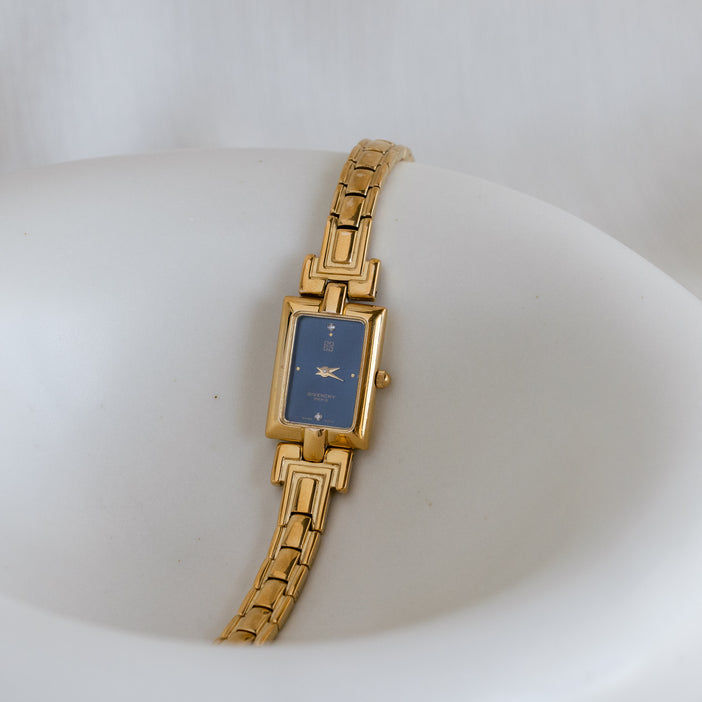 Vintage Givenchy Swiss Rectangular Gold Watch