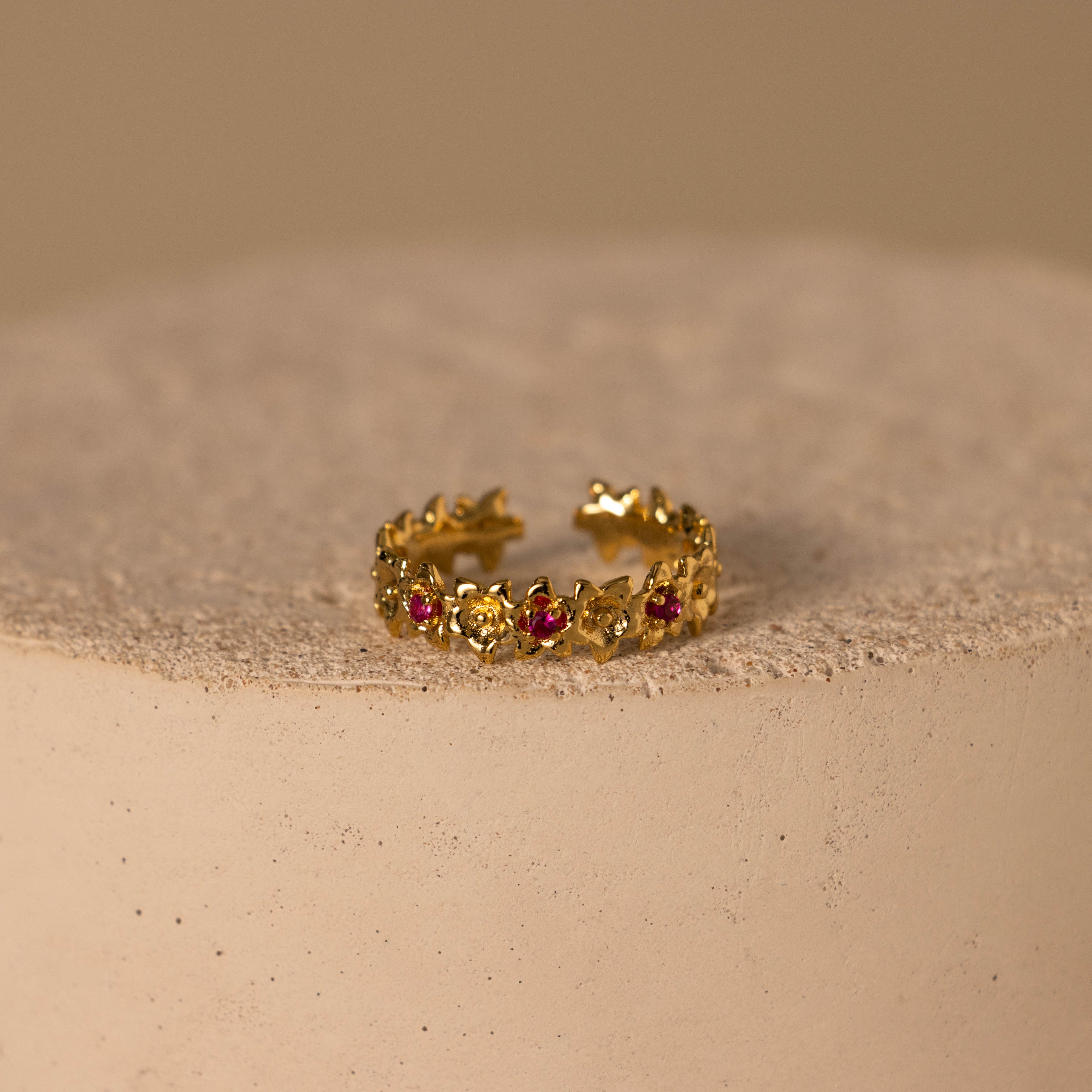 Birthstone Flower Eternity Ring