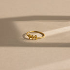 Close up of gold bubble numbers ring with 444