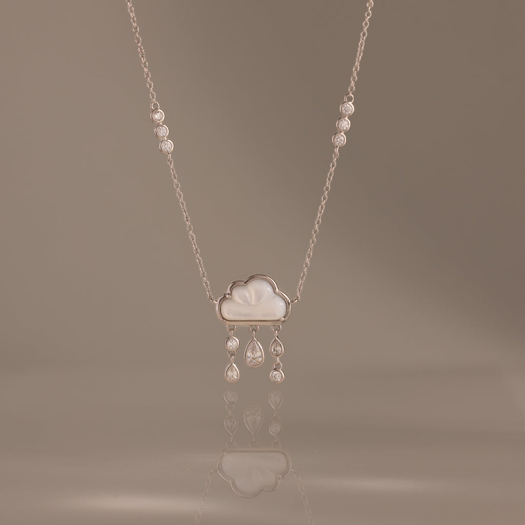 Diamond Pearl Rain Cloud Necklace