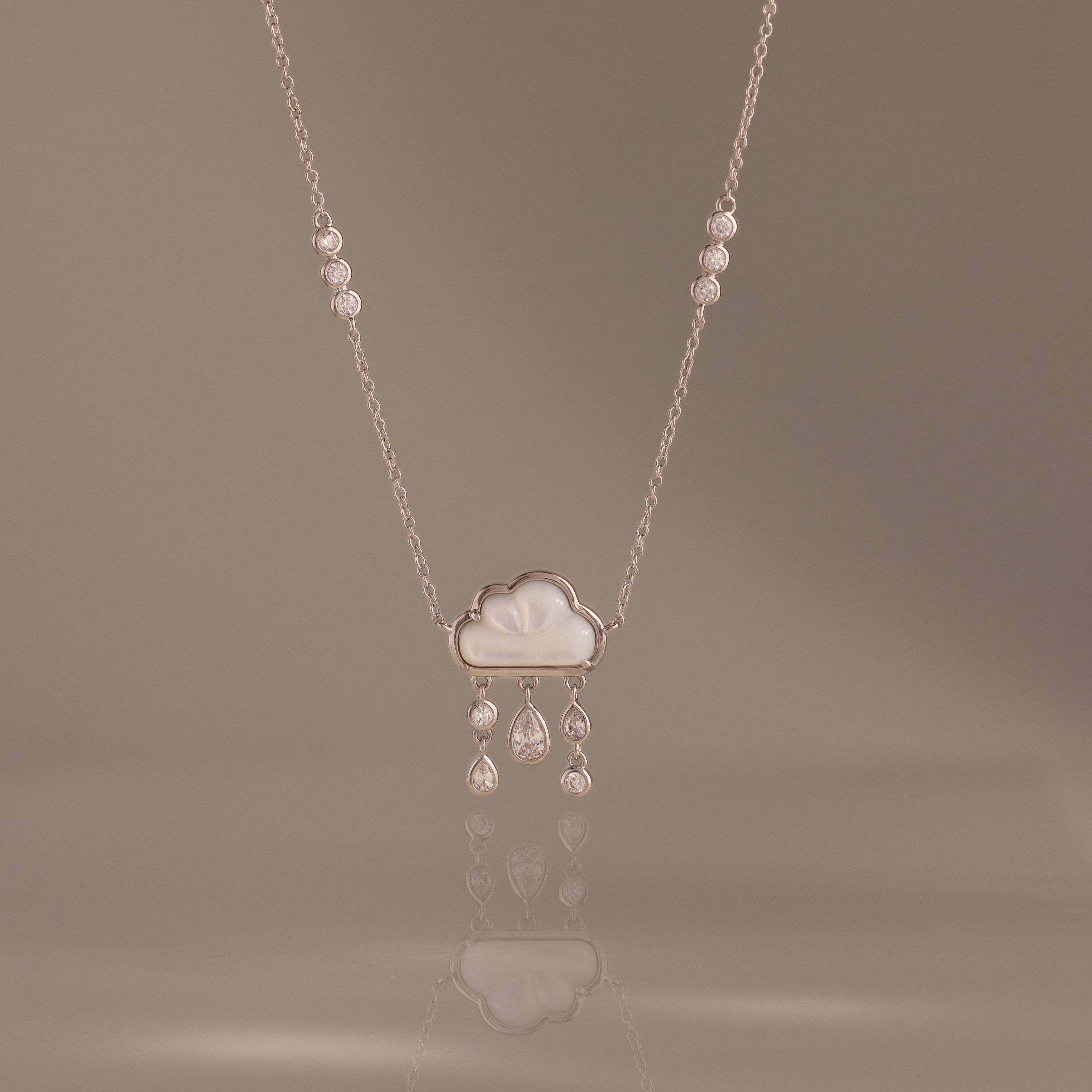 Diamond Pearl Rain Cloud Necklace