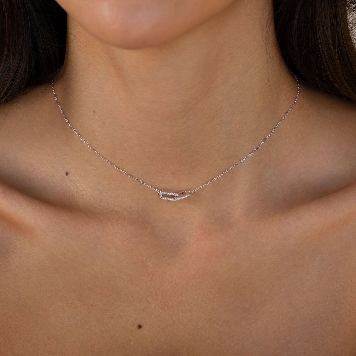 Pave Linked Pendant Necklace