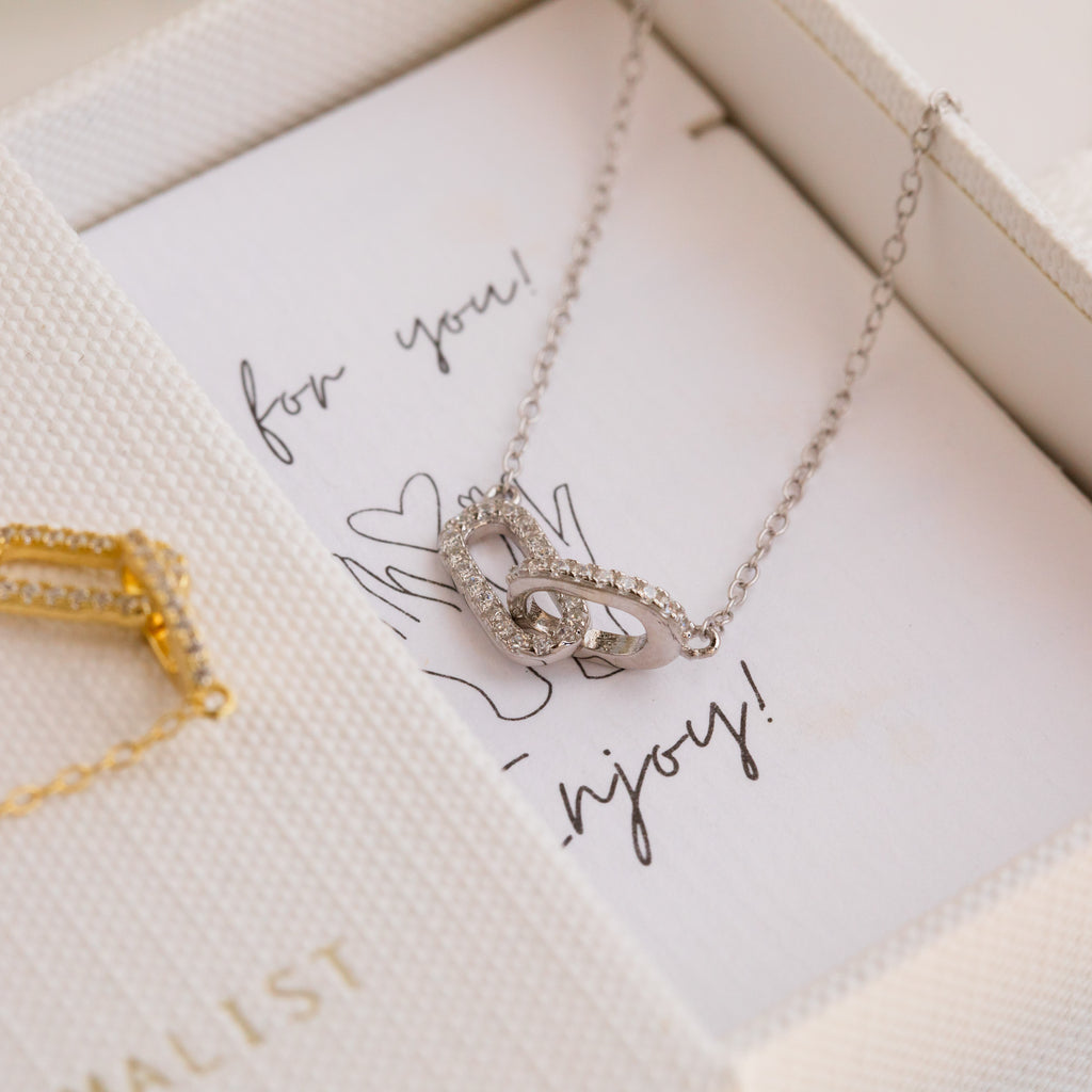 Pave Linked Pendant Necklace in Silver