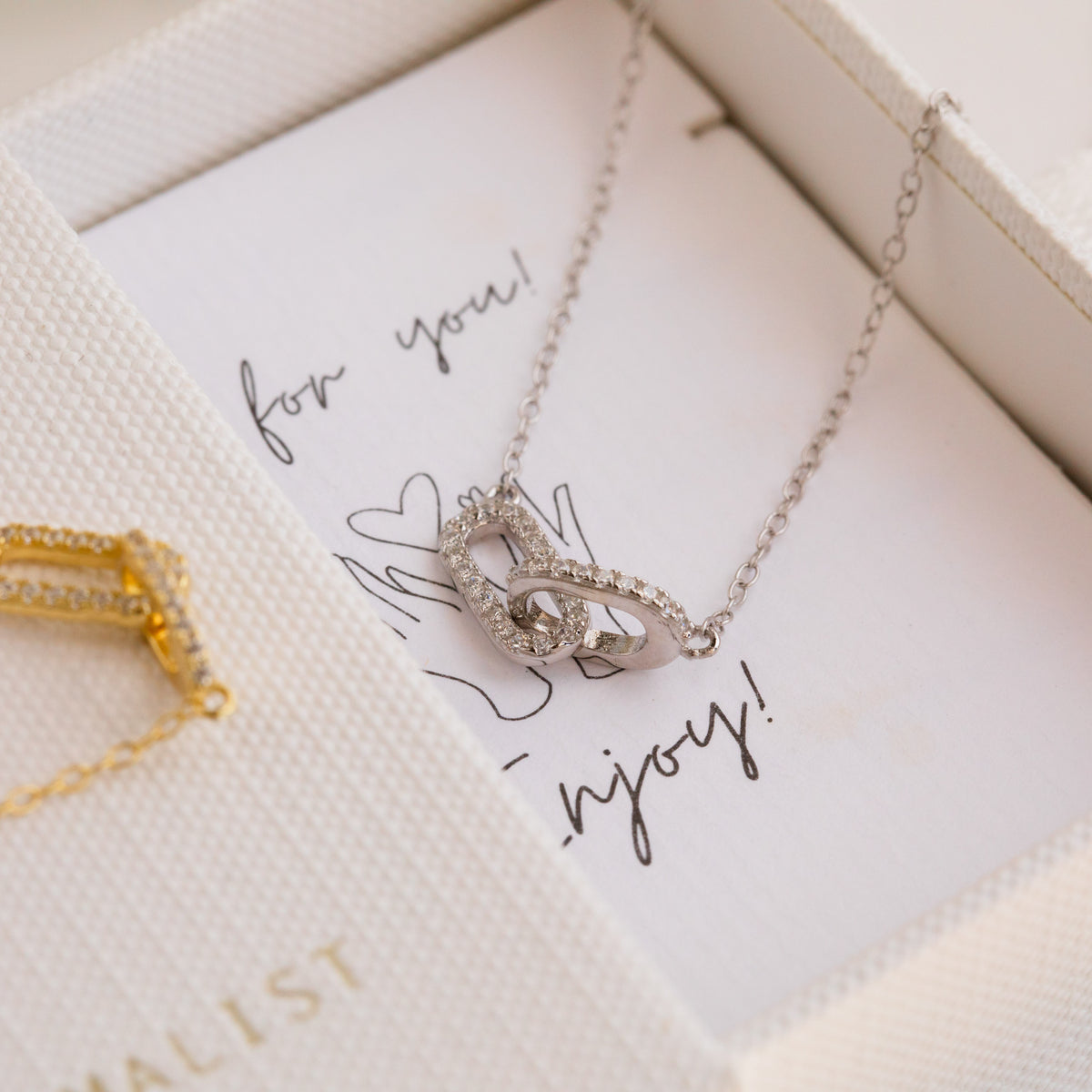 Pave Linked Pendant Necklace in Silver