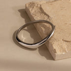 Curved Dome Bangle in Silver