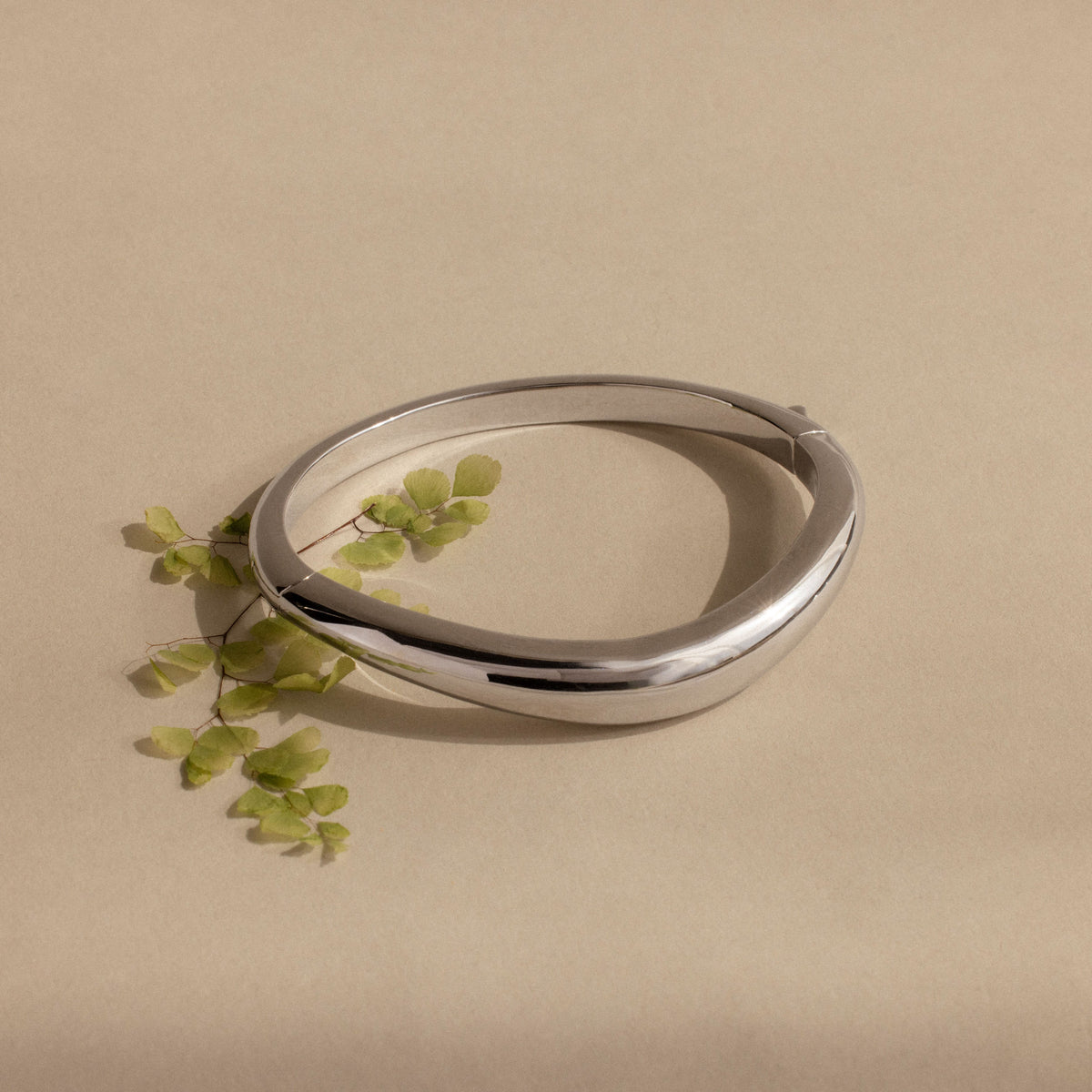 Curved Dome Bangle in Silver