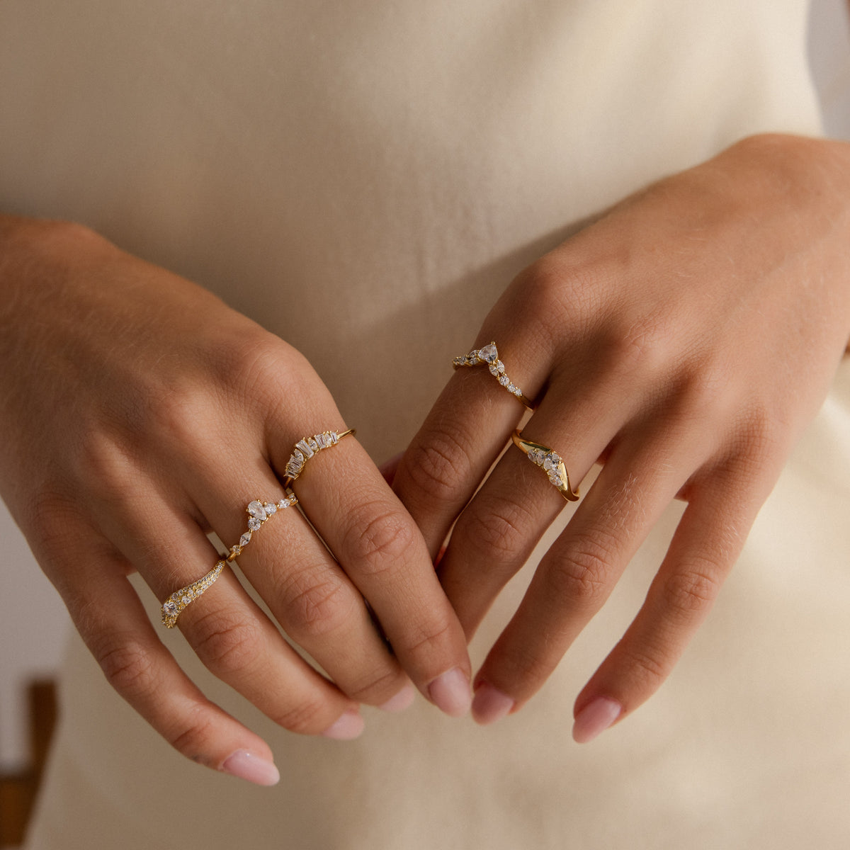 Sunrise Diamond Curve Ring