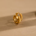 Ribbed Huggies in 18K Gold