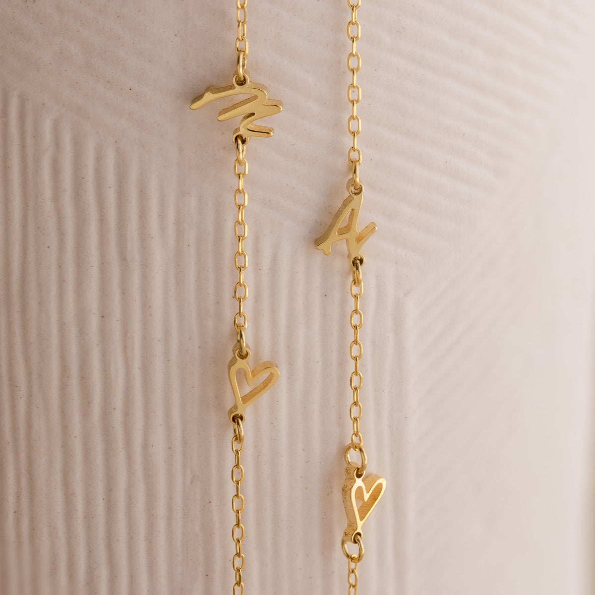 Sideways Initial Heart Necklace in 18K Gold