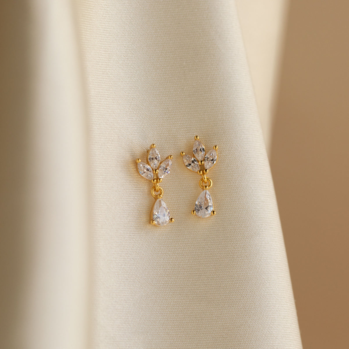 Marquise Diamond Drop Studs