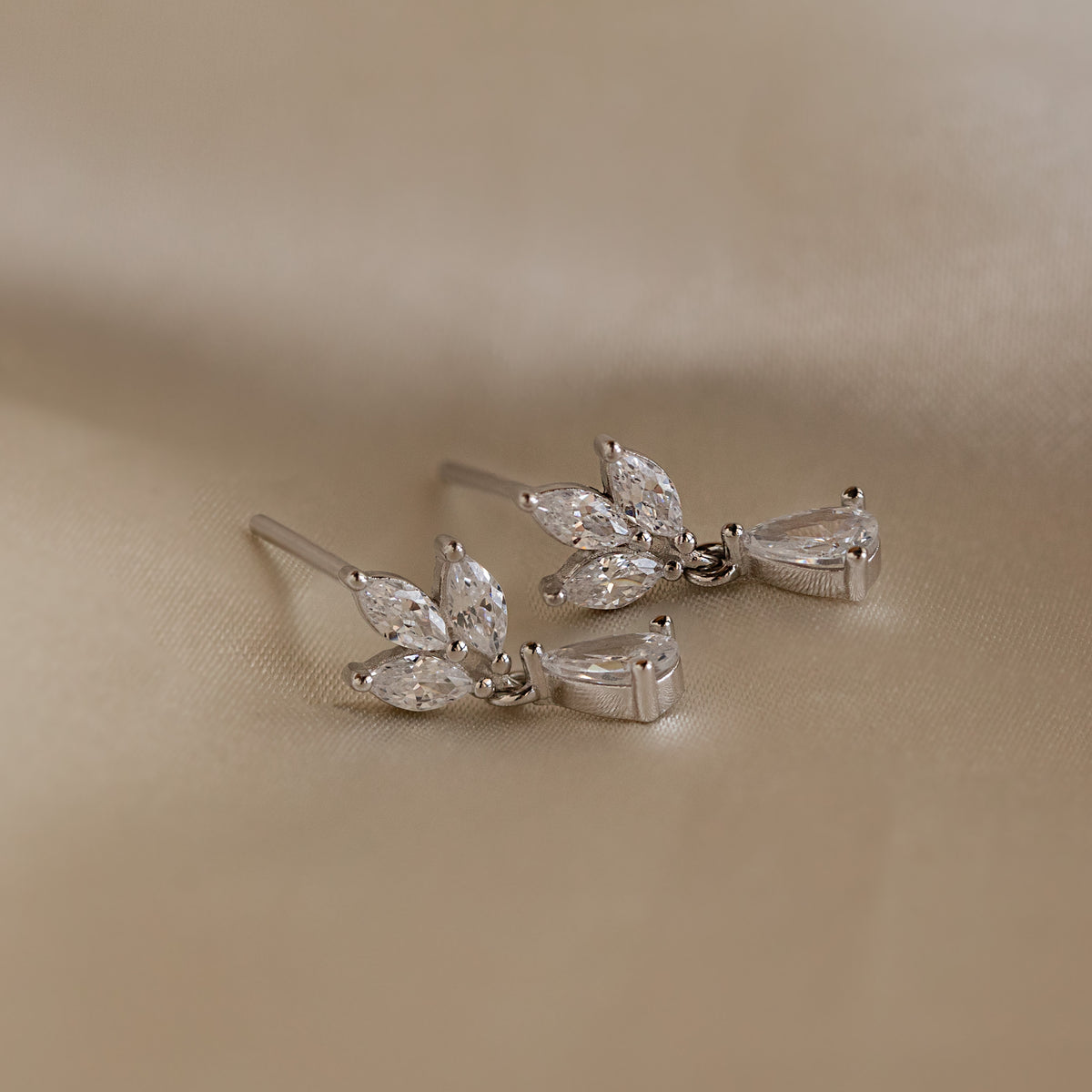 Marquise Diamond Drop Studs