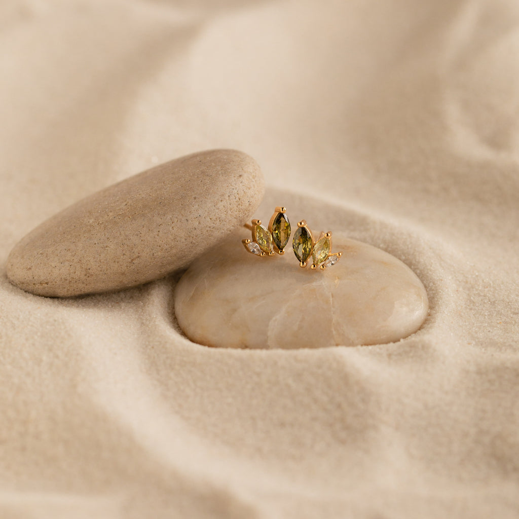 Seagrass Peridot Marquise Studs in 18K Gold