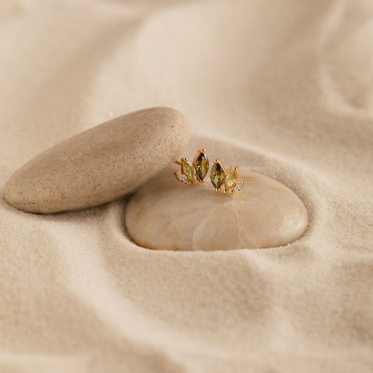 Seagrass Peridot Marquise Studs in 18K Gold