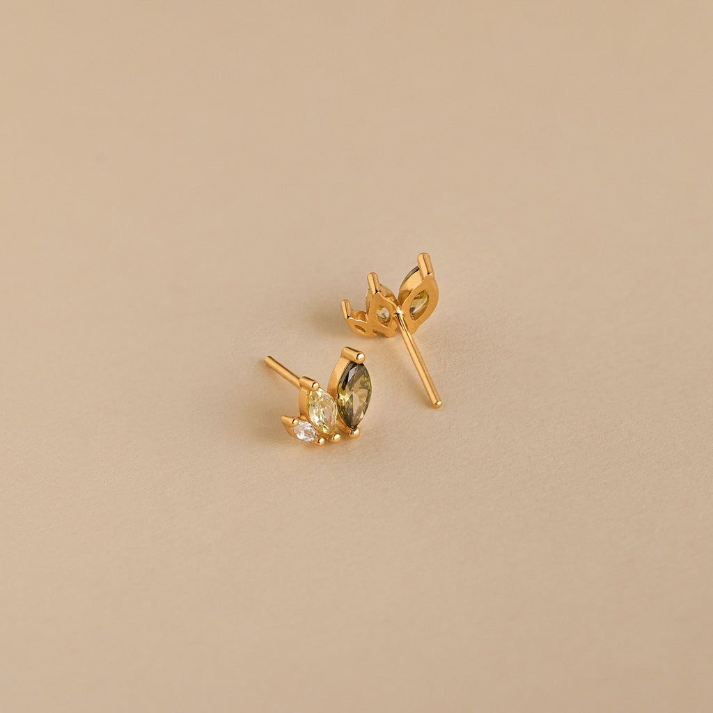 Seagrass Peridot Marquise Studs in 18K Gold