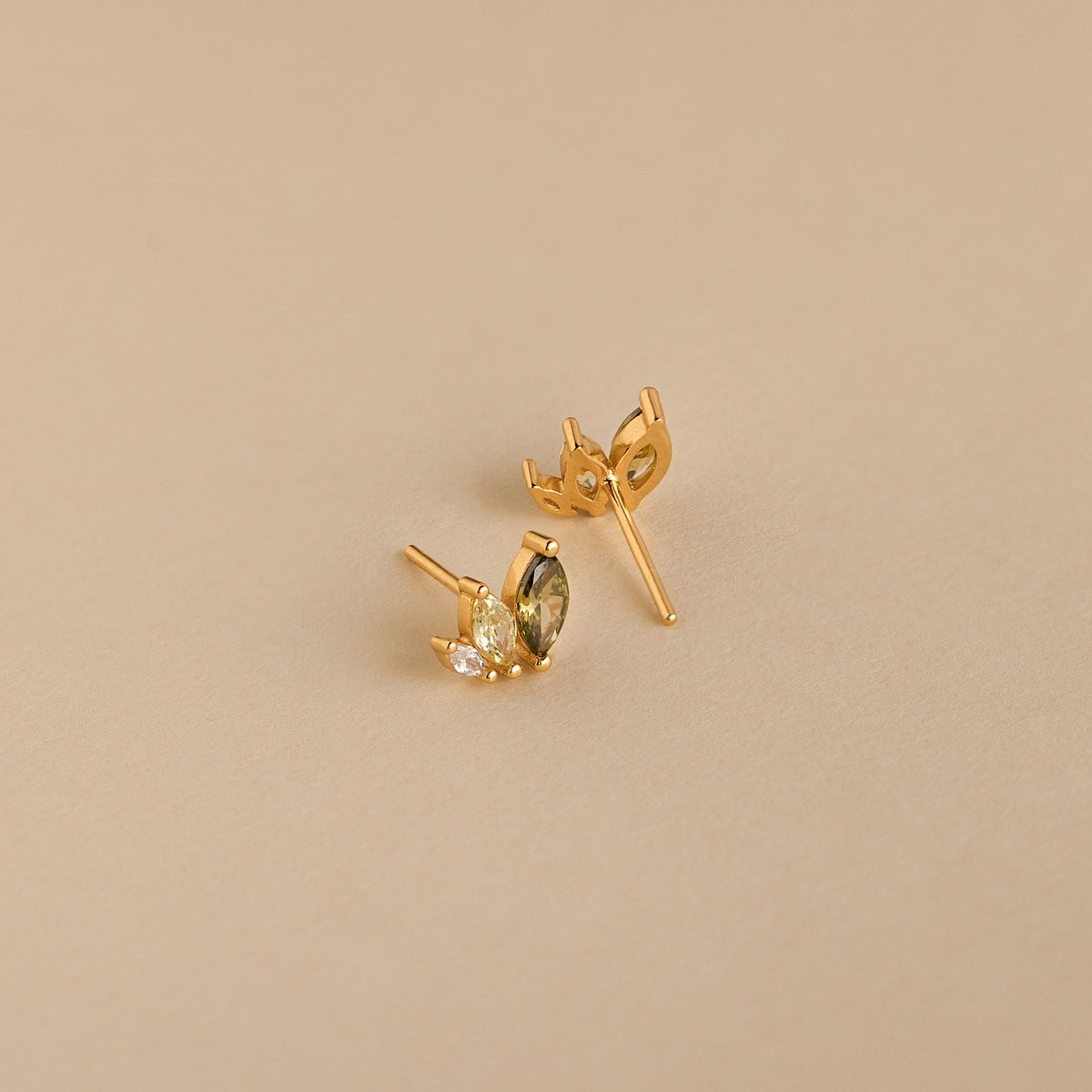 Seagrass Peridot Marquise Studs in 18K Gold