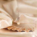 Dainty Knot Pearl Necklace in Silver