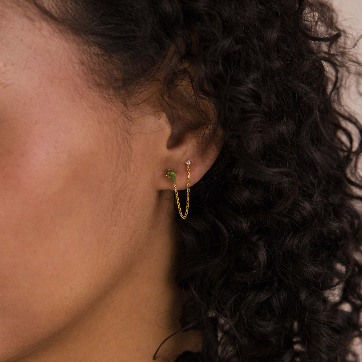 Agate Diamond Chain Earrings