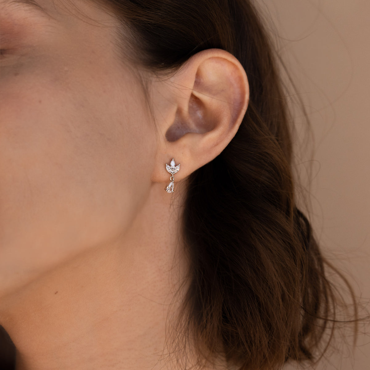 Marquise Diamond Drop Studs