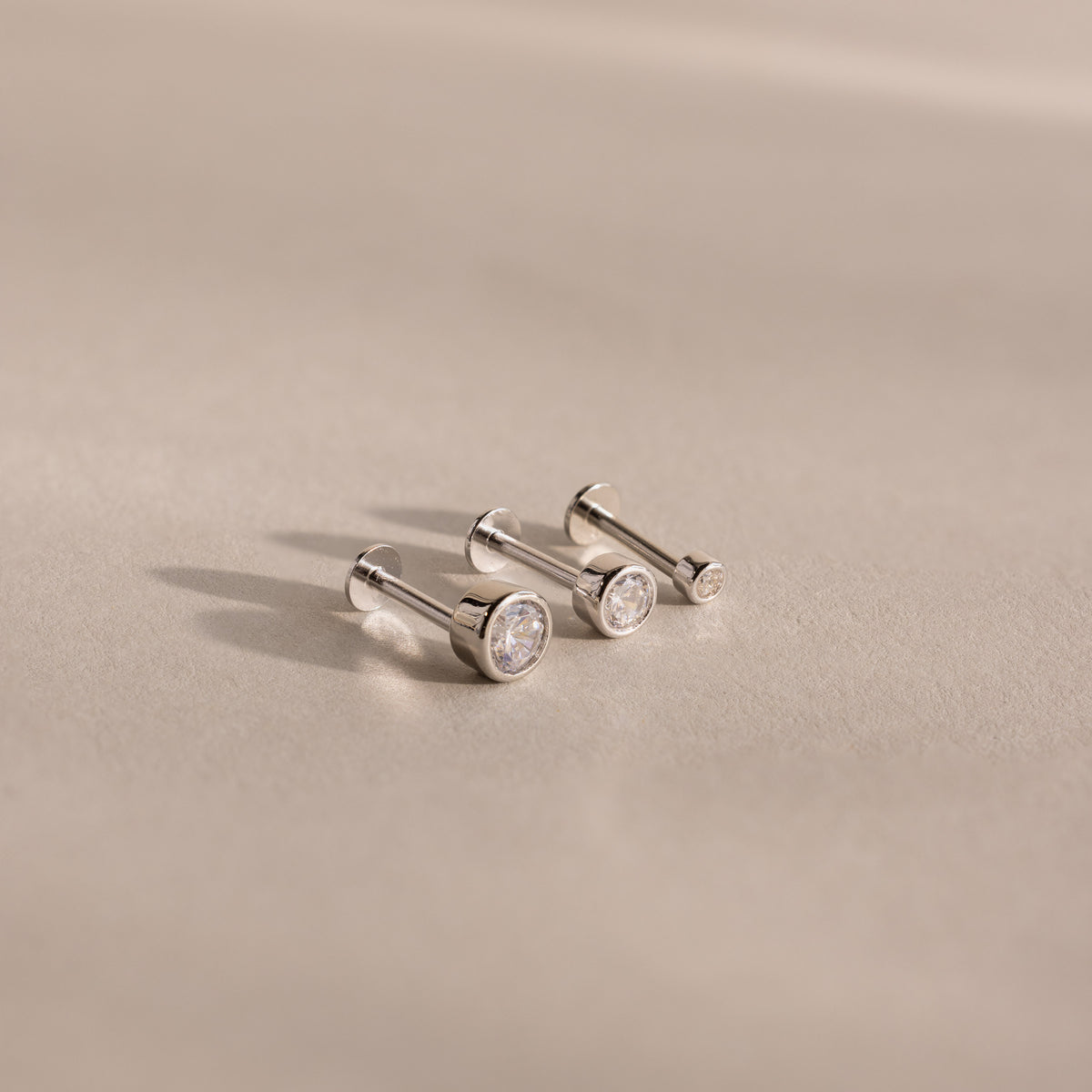 Round Diamond Bezel Flat Back Studs Set