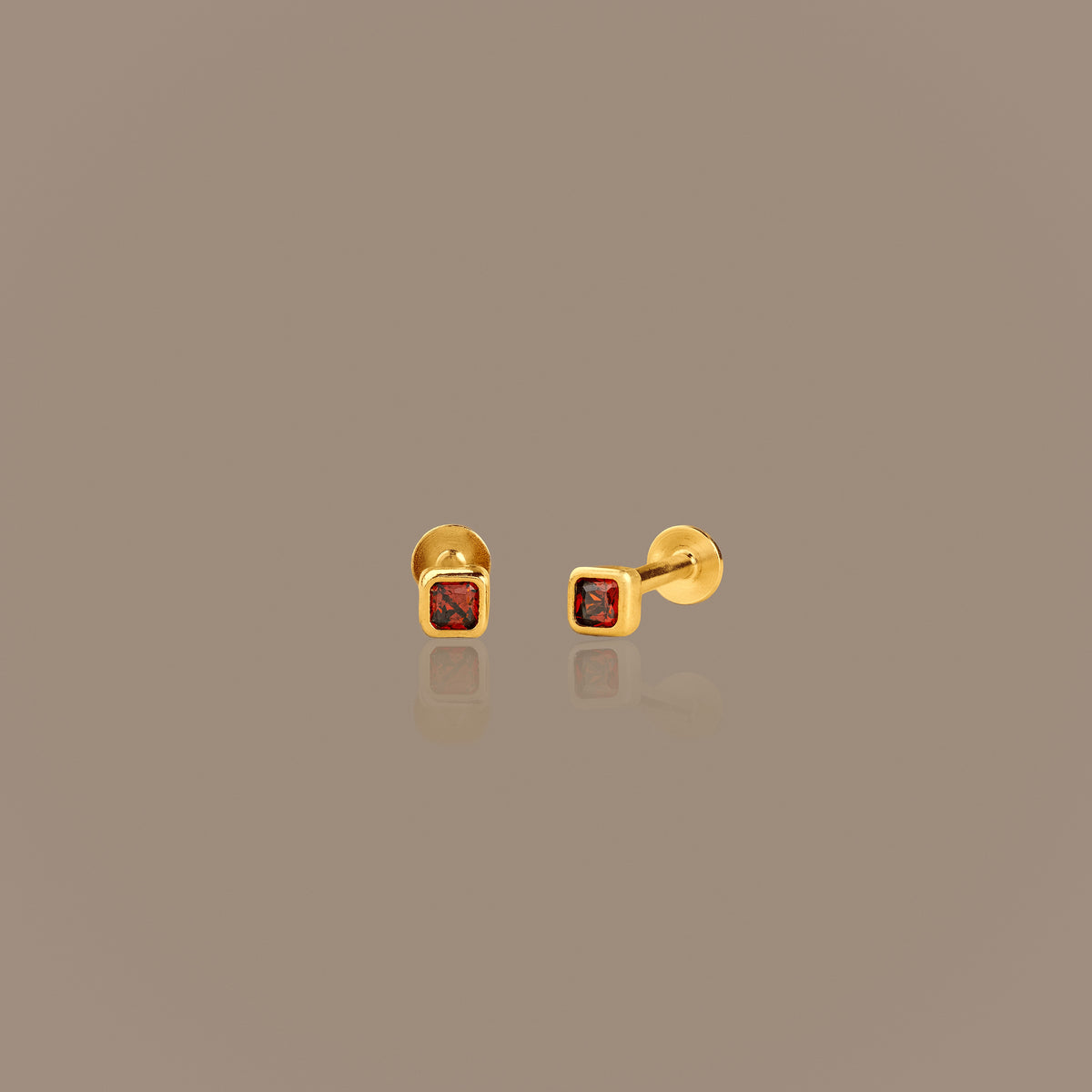 Square Bezel Birthstone Flat Back Studs