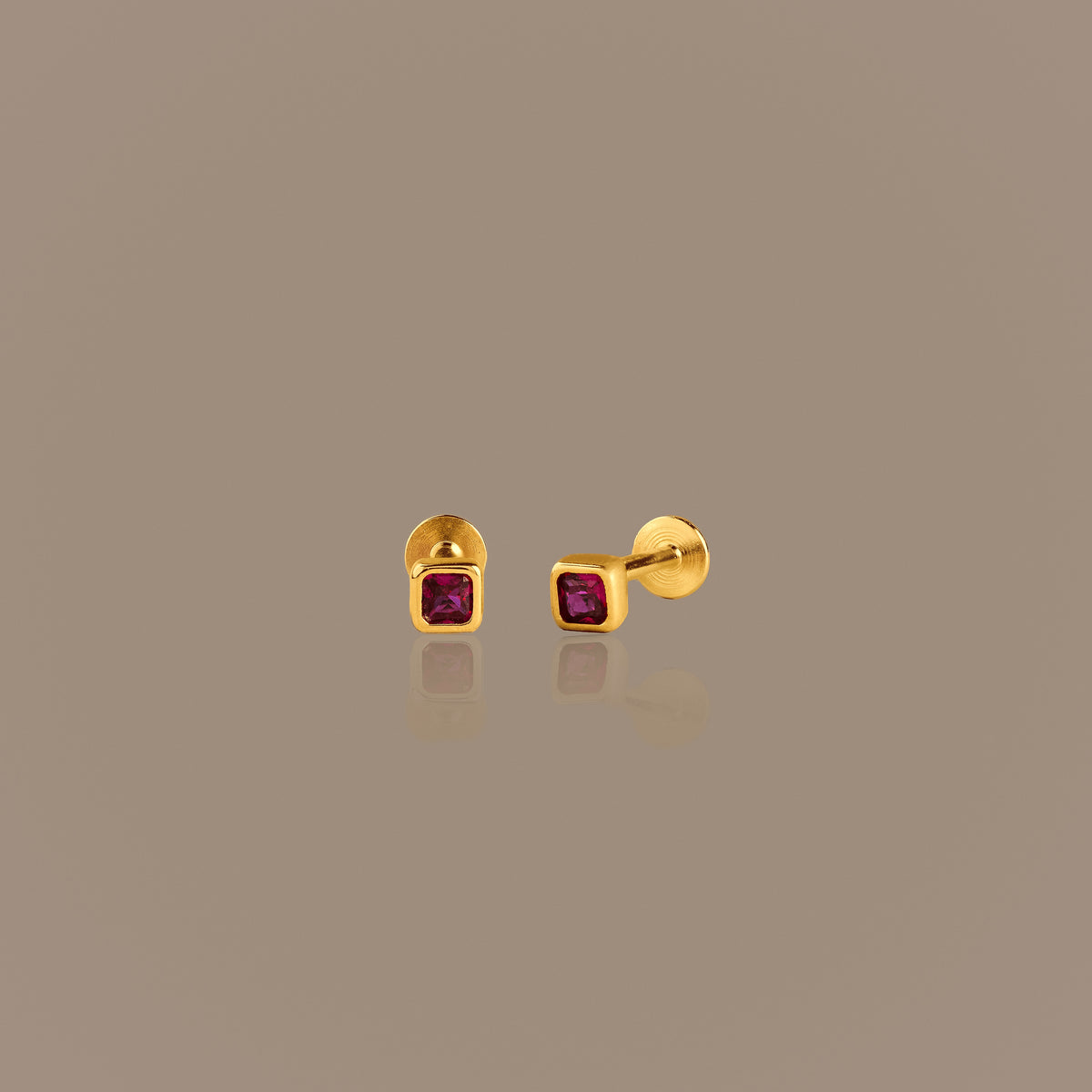 Square Bezel Birthstone Flat Back Studs