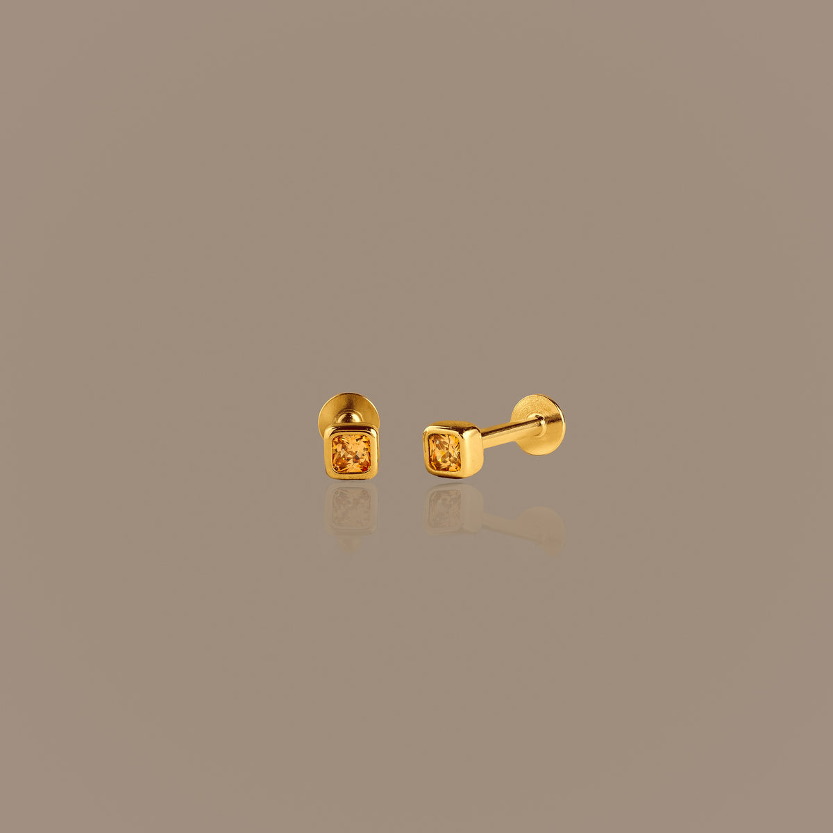 Square Bezel Topaz Flat Back Studs