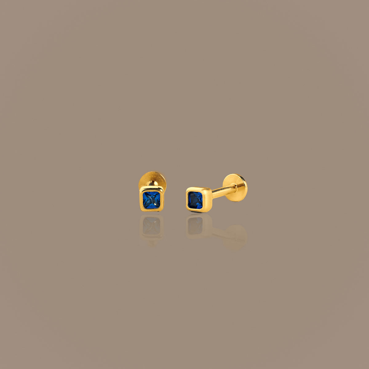 Square Bezel Birthstone Flat Back Studs