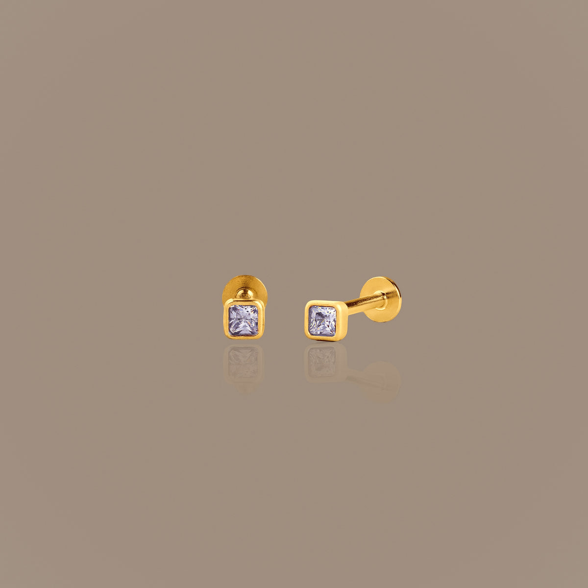 Square Bezel Birthstone Flat Back Studs