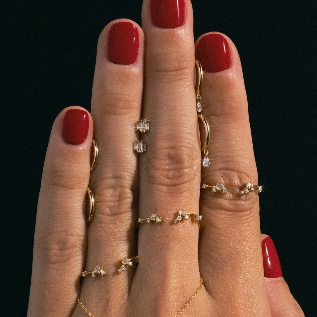 Solid Gold Open Diamond Cluster Ring