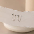 Boucles d'oreilles chaîne en agate et diamant