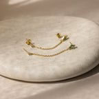 Agate Diamond Chain Earrings in 18K Gold