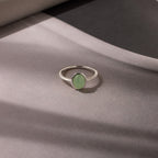 Jade Oval Ring in Silver